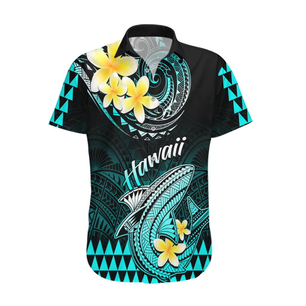 Hawaii Hawaiian Shirt Polynesian Shark with Kakau Turquoise Version LT01 Turquoise - Polynesian Pride