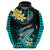 Hawaii Hoodie Polynesian Shark with Kakau Turquoise Version LT01 - Polynesian Pride