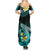 Hawaii Summer Maxi Dress Polynesian Shark with Kakau Turquoise Version LT01 - Polynesian Pride