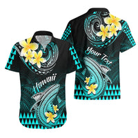 Personalised Hawaii Hawaiian Shirt Polynesian Shark with Kakau Turquoise Version LT01 - Polynesian Pride