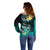 Personalised Hawaii Off Shoulder Sweater Polynesian Shark with Kakau Turquoise Version LT01 - Polynesian Pride