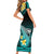 Personalised Hawaii Short Sleeve Bodycon Dress Polynesian Shark with Kakau Turquoise Version LT01 - Polynesian Pride