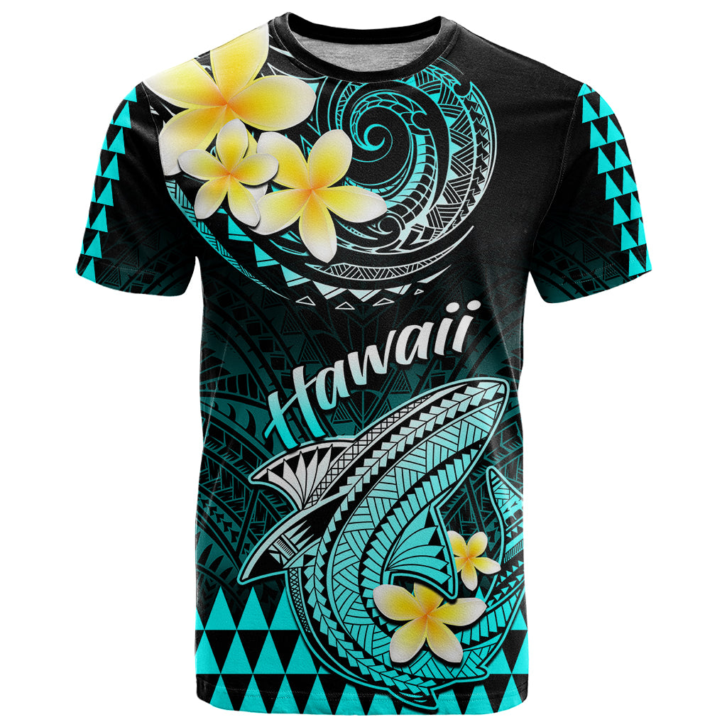 Personalised Hawaii T Shirt Polynesian Shark with Kakau Turquoise Version LT01 Turquoise - Polynesian Pride