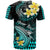 Personalised Hawaii T Shirt Polynesian Shark with Kakau Turquoise Version LT01 - Polynesian Pride