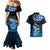 Hawaii Couples Matching Mermaid Dress and Hawaiian Shirt Polynesian Shark with Kakau Blue Version LT01 - Polynesian Pride