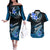 Hawaii Couples Matching Off The Shoulder Long Sleeve Dress and Hawaiian Shirt Polynesian Shark with Kakau Blue Version LT01 Blue - Polynesian Pride