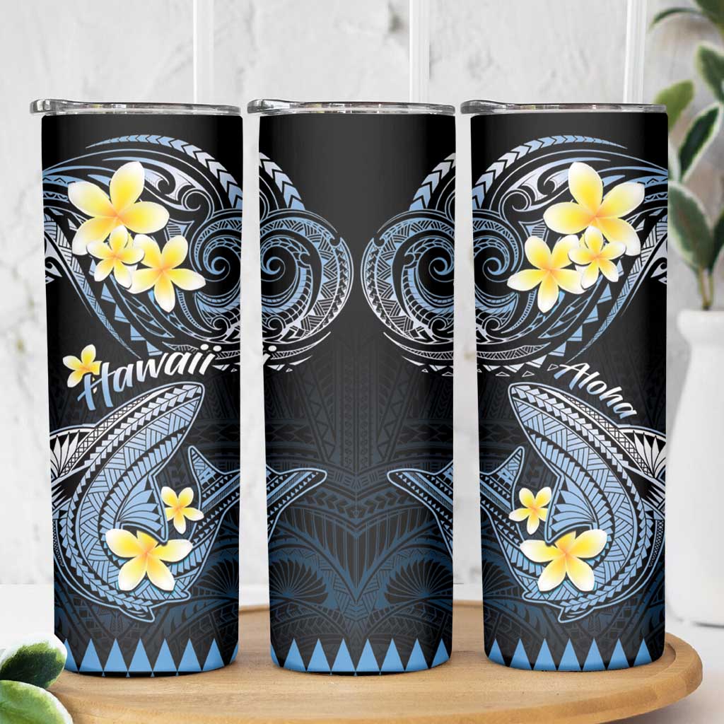 Hawaii Skinny Tumbler Polynesian Shark with Kakau Blue Version
