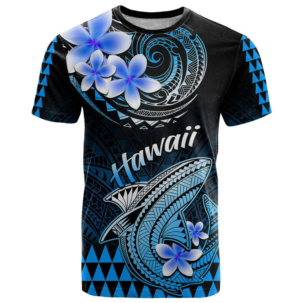 Hawaii T Shirt Polynesian Shark with Kakau Blue Version LT01 Blue - Polynesian Pride