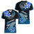 Hawaii Women V Neck T Shirt Polynesian Shark with Kakau Blue Version LT01 - Polynesian Pride