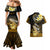 Hawaii Couples Matching Mermaid Dress and Hawaiian Shirt Polynesian Shark with Kakau Gold Version LT01 - Polynesian Pride