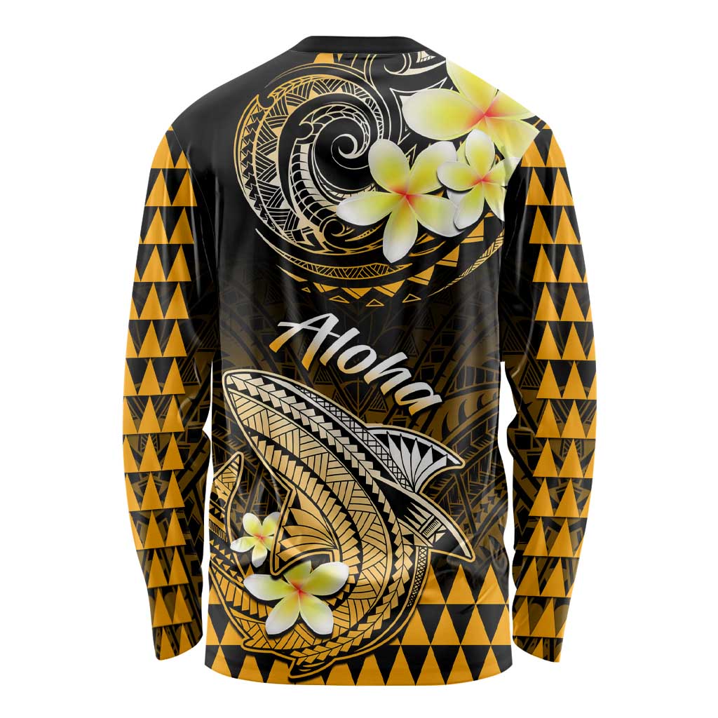 Hawaii Long Sleeve Shirt Polynesian Shark with Kakau Gold Version LT01