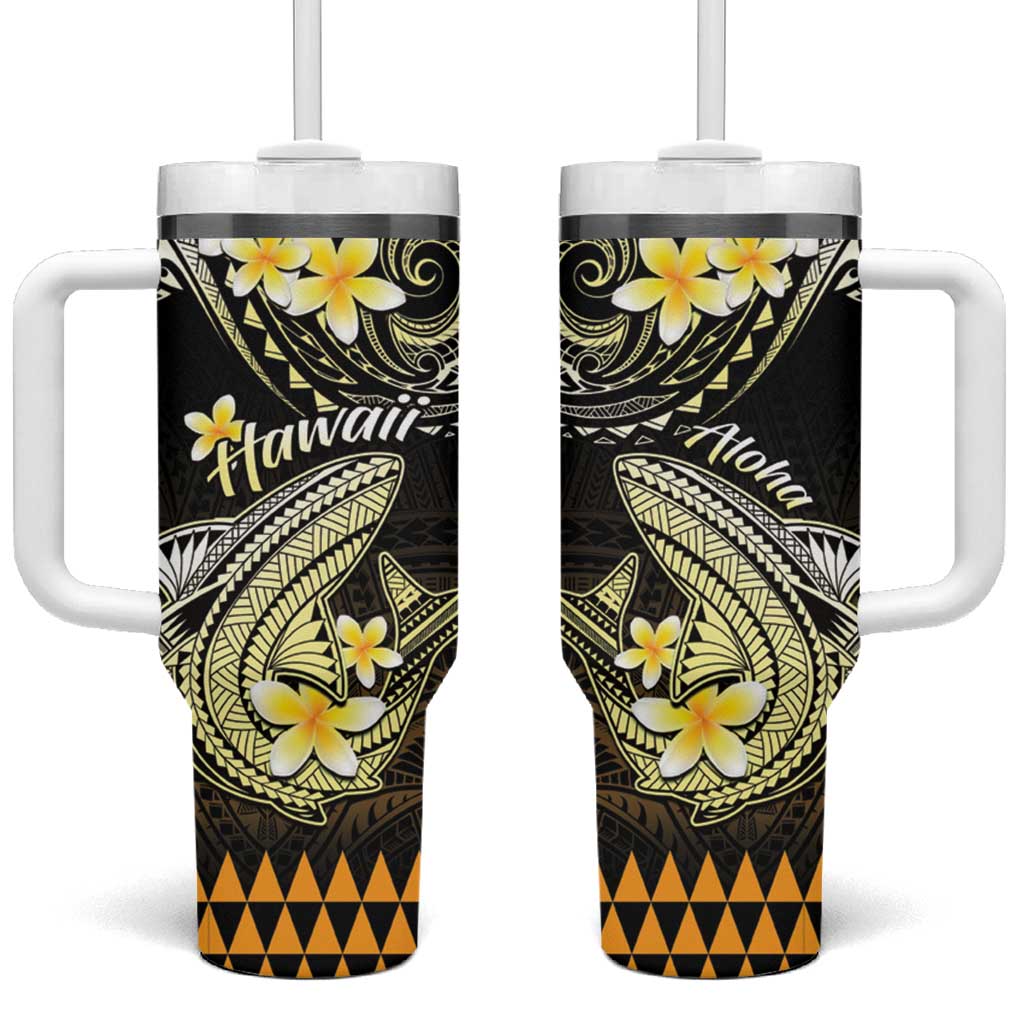 Hawaii Tumbler With Handle Polynesian Shark with Kakau Gold Version