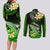 Hawaii Couples Matching Long Sleeve Bodycon Dress and Long Sleeve Button Shirts Polynesian Shark with Kakau Green Version LT01 - Polynesian Pride