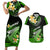 Hawaii Couples Matching Short Sleeve Bodycon Dress and Hawaiian Shirt Polynesian Shark with Kakau Green Version LT01 Green - Polynesian Pride