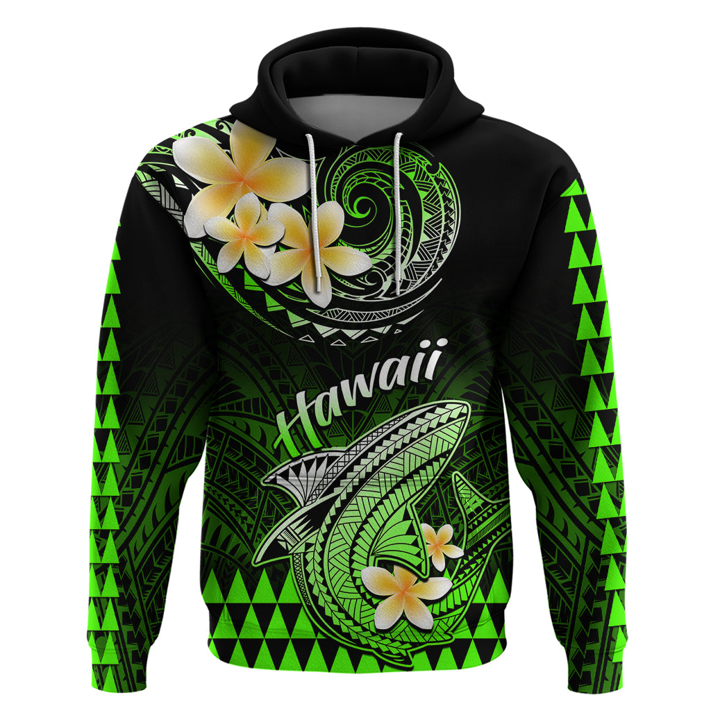 Hawaii Hoodie Polynesian Shark with Kakau Green Version LT01 Pullover Hoodie Green - Polynesian Pride