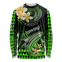 Hawaii Long Sleeve Shirt Polynesian Shark with Kakau Green Version LT01
