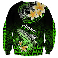 Hawaii Sweatshirt Polynesian Shark with Kakau Green Version LT01 - Polynesian Pride