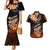 Hawaii Couples Matching Mermaid Dress and Hawaiian Shirt Polynesian Shark with Kakau Orange Version LT01 Orange - Polynesian Pride