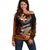 Hawaii Off Shoulder Sweater Polynesian Shark with Kakau Orange Version LT01 Women Orange - Polynesian Pride