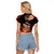 Hawaii Raglan Cropped T Shirt Polynesian Shark with Kakau Orange Version LT01 - Polynesian Pride