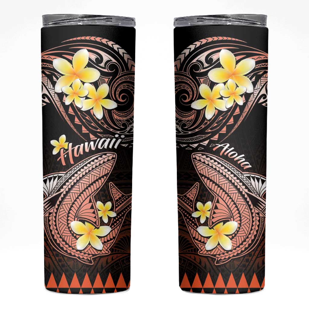 Hawaii Skinny Tumbler Polynesian Shark with Kakau Orange Version