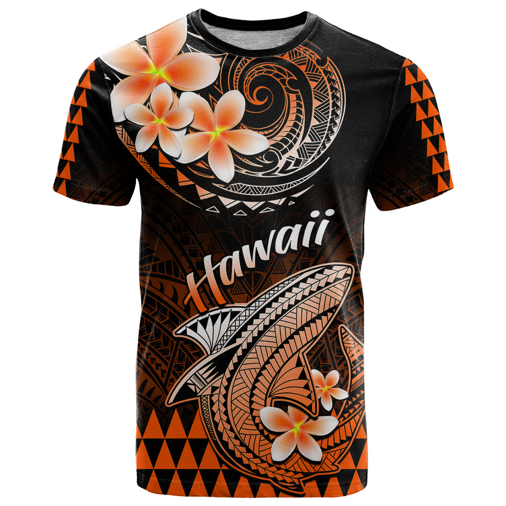 Hawaii T Shirt Polynesian Shark with Kakau Orange Version LT01 Orange - Polynesian Pride