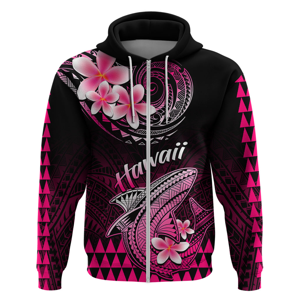Hawaii Hoodie Polynesian Shark with Kakau Pink Version LT01 Zip Hoodie Pink - Polynesian Pride
