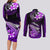 Hawaii Couples Matching Long Sleeve Bodycon Dress and Long Sleeve Button Shirts Polynesian Shark with Kakau Purple Version LT01 - Polynesian Pride