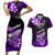 Hawaii Couples Matching Short Sleeve Bodycon Dress and Hawaiian Shirt Polynesian Shark with Kakau Purple Version LT01 Purple - Polynesian Pride