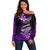 Hawaii Off Shoulder Sweater Polynesian Shark with Kakau Purple Version LT01 Women Purple - Polynesian Pride