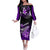 Hawaii Off The Shoulder Long Sleeve Dress Polynesian Shark with Kakau Purple Version LT01 Women Purple - Polynesian Pride