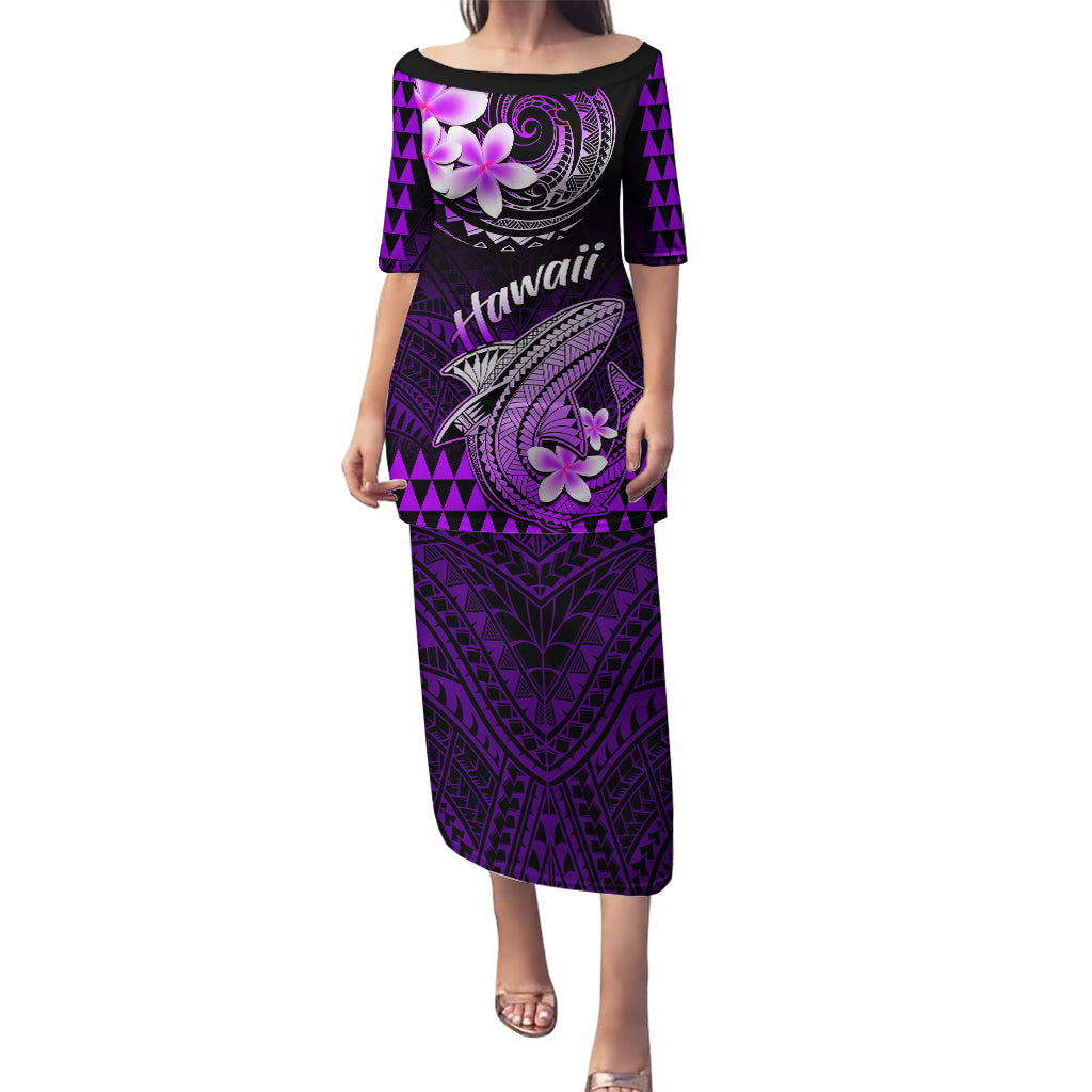 Hawaii Puletasi Polynesian Shark with Kakau Purple Version LT01 Long Dress Purple - Polynesian Pride