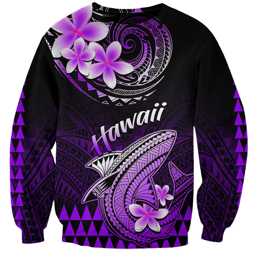 Hawaii Sweatshirt Polynesian Shark with Kakau Purple Version LT01 Unisex Purple - Polynesian Pride