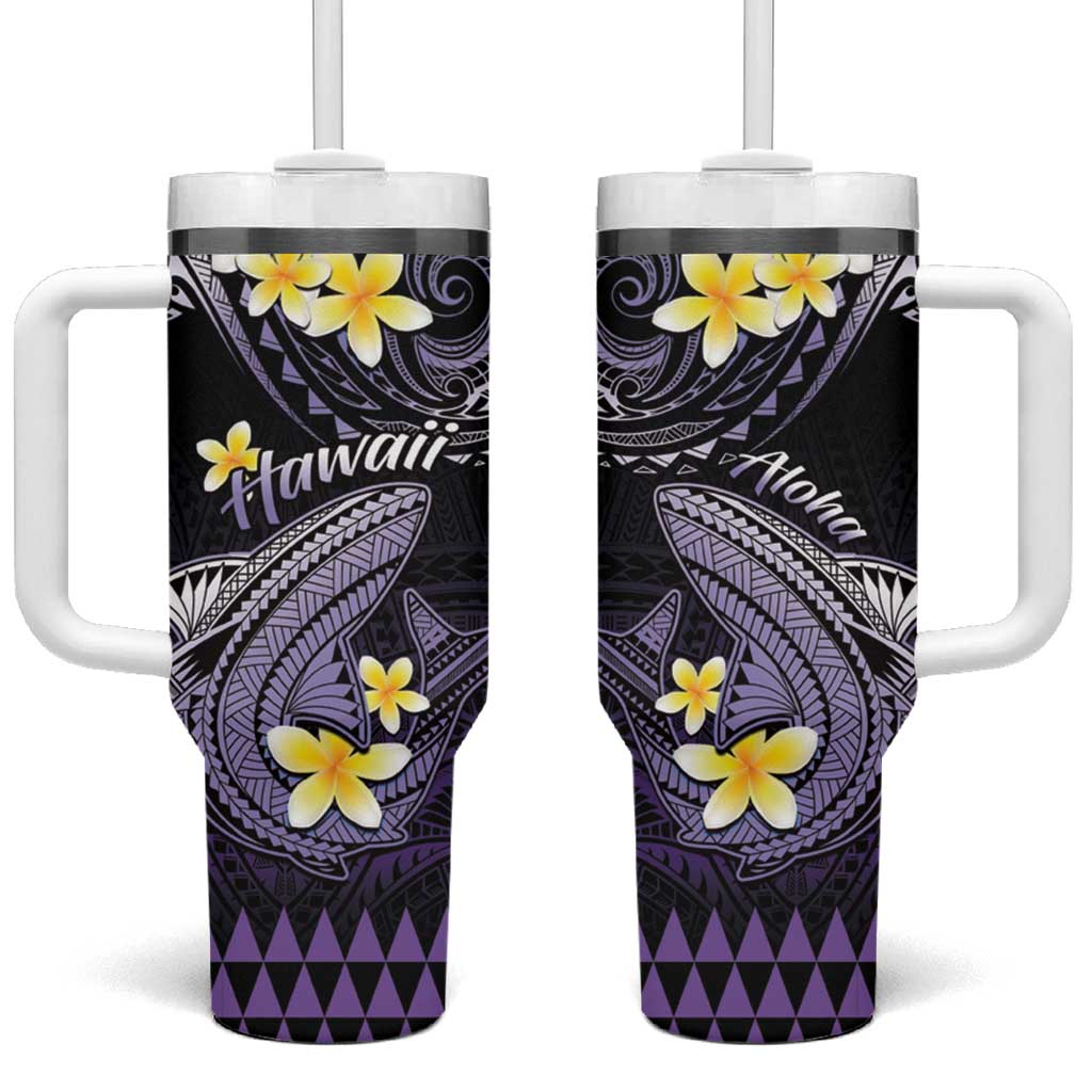 Hawaii Tumbler With Handle Polynesian Shark with Kakau Purple Version