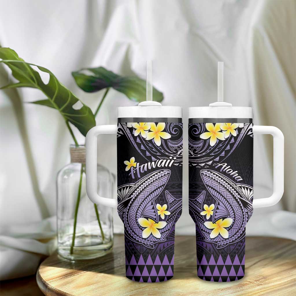 Hawaii Tumbler With Handle Polynesian Shark with Kakau Purple Version