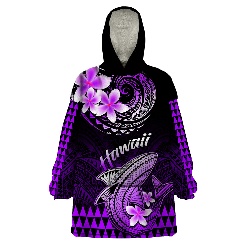 Hawaii Wearable Blanket Hoodie Polynesian Shark with Kakau Purple Version LT01 One Size Purple - Polynesian Pride