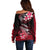 Hawaii Off Shoulder Sweater Polynesian Shark with Kakau Red Version LT01 - Polynesian Pride