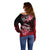 Hawaii Off Shoulder Sweater Polynesian Shark with Kakau Red Version LT01 - Polynesian Pride