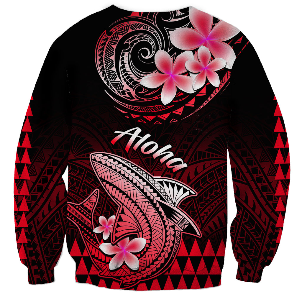 Hawaii Sweatshirt Polynesian Shark with Kakau Red Version LT01 - Polynesian Pride