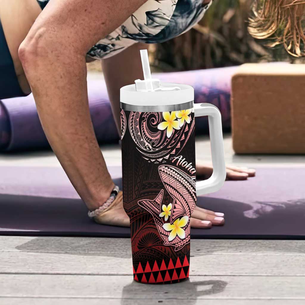 Hawaii Tumbler With Handle Polynesian Shark with Kakau Red Version