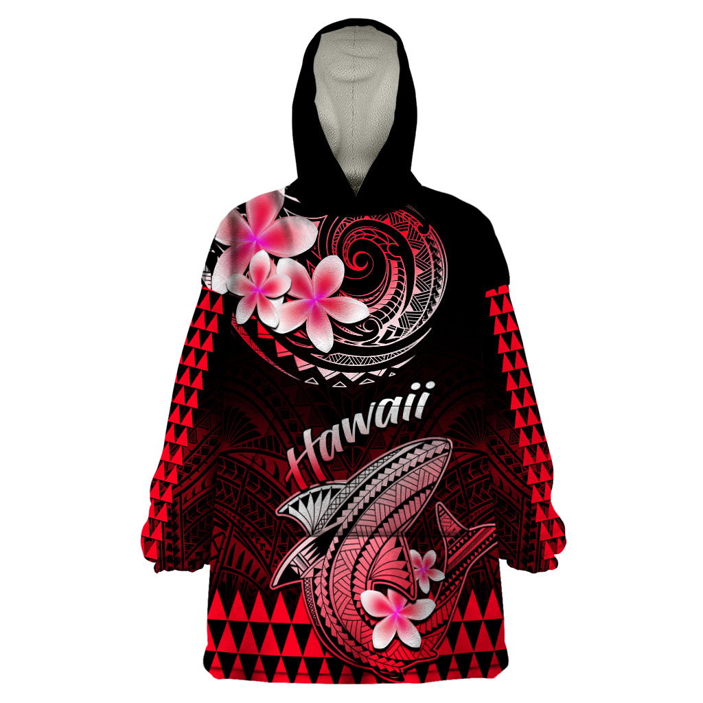 Hawaii Wearable Blanket Hoodie Polynesian Shark with Kakau Red Version LT01 One Size Red - Polynesian Pride