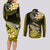 Hawaii Couples Matching Long Sleeve Bodycon Dress and Long Sleeve Button Shirts Polynesian Shark with Kakau Yellow Version LT01 - Polynesian Pride