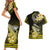 Hawaii Couples Matching Short Sleeve Bodycon Dress and Hawaiian Shirt Polynesian Shark with Kakau Yellow Version LT01 - Polynesian Pride