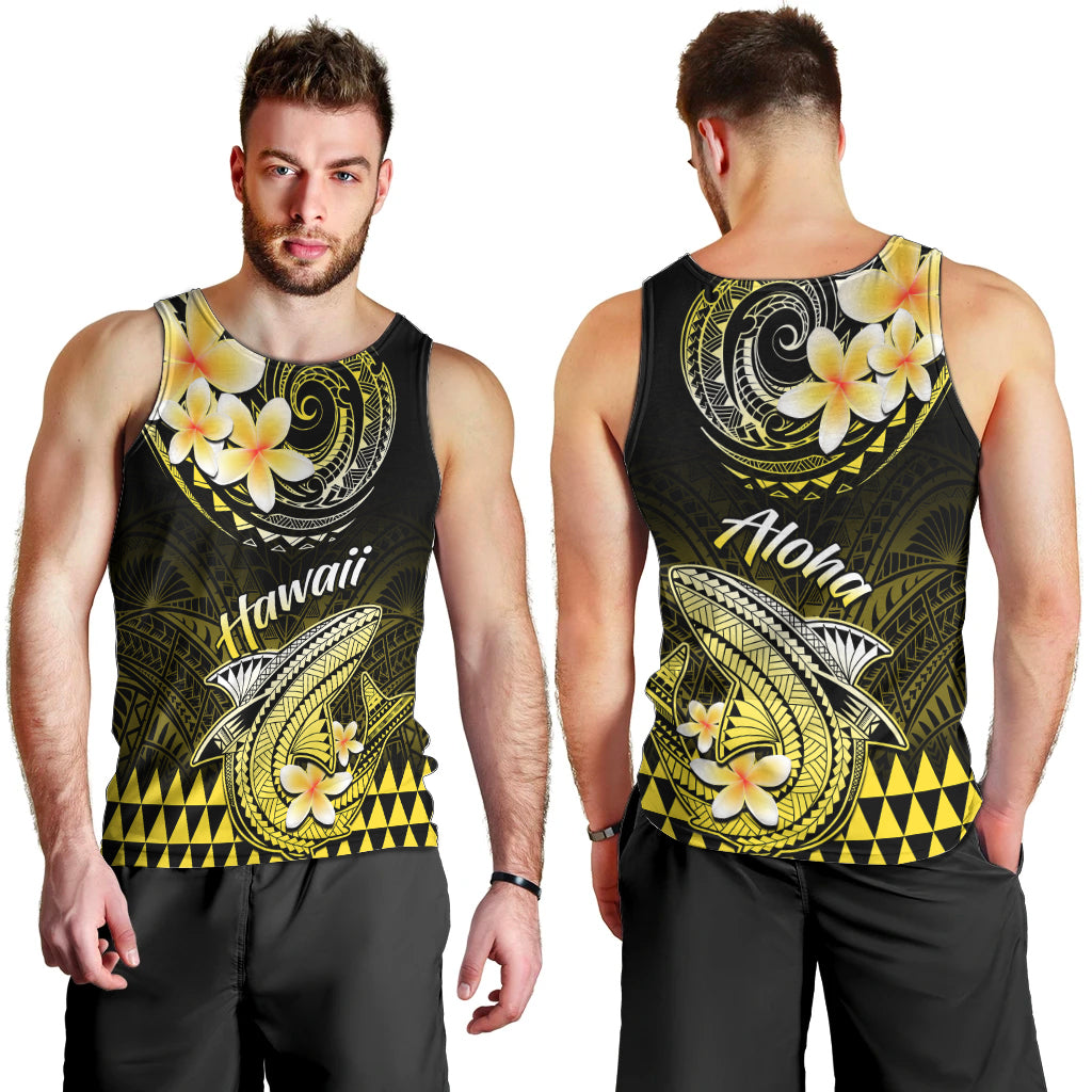 Hawaii Men Tank Top Polynesian Shark with Kakau Yellow Version LT01 - Polynesian Pride