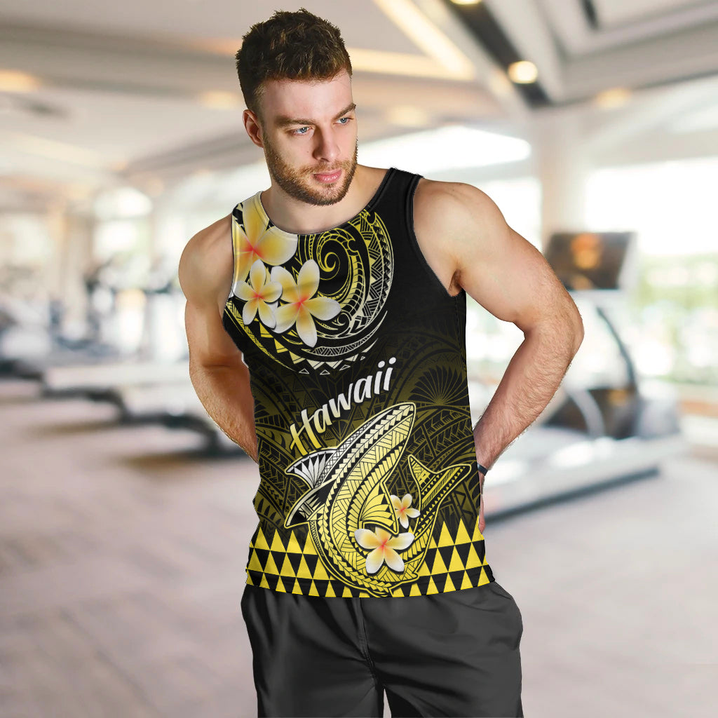 Hawaii Men Tank Top Polynesian Shark with Kakau Yellow Version LT01 - Polynesian Pride