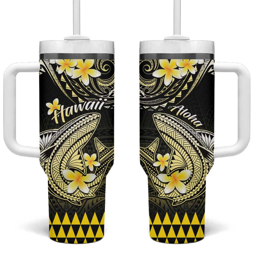 Hawaii Tumbler With Handle Polynesian Shark with Kakau Yellow Version