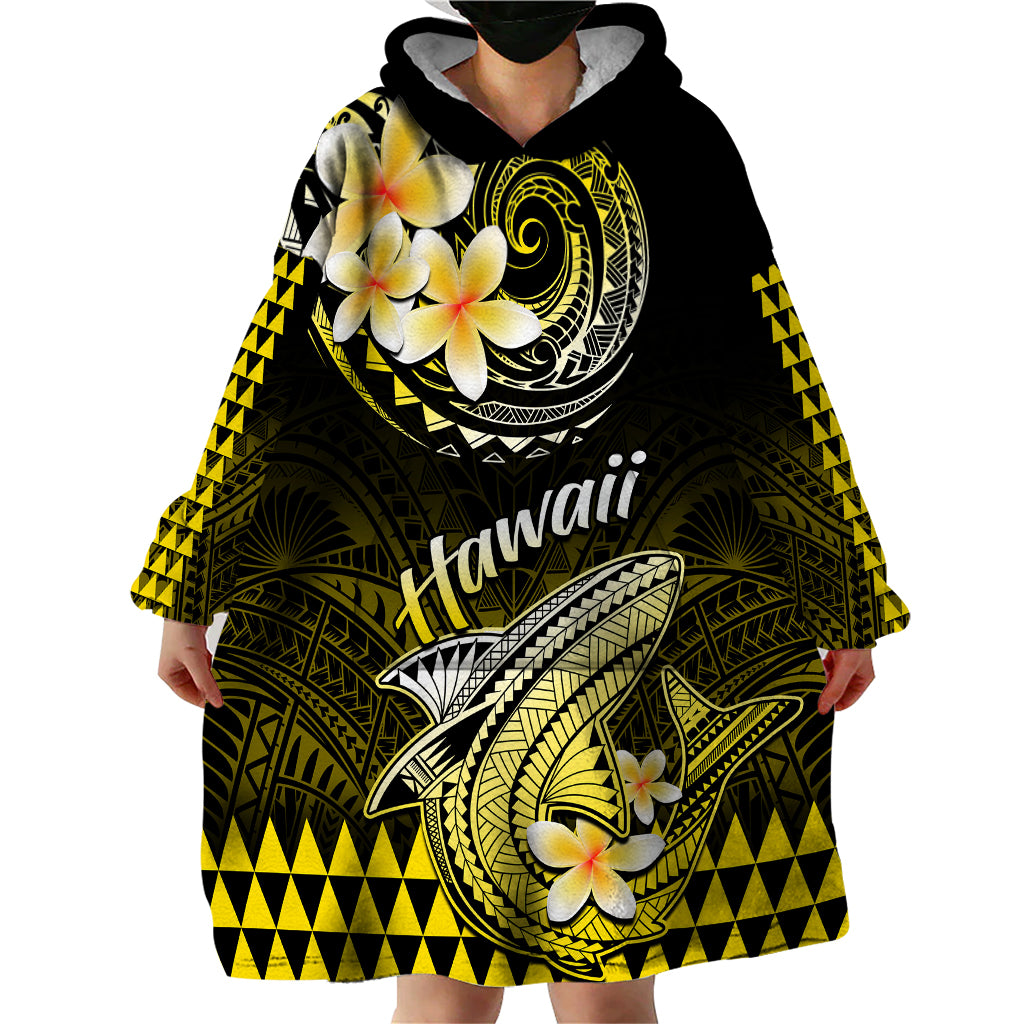 Hawaii Wearable Blanket Hoodie Polynesian Shark with Kakau Yellow Version LT01 - Polynesian Pride