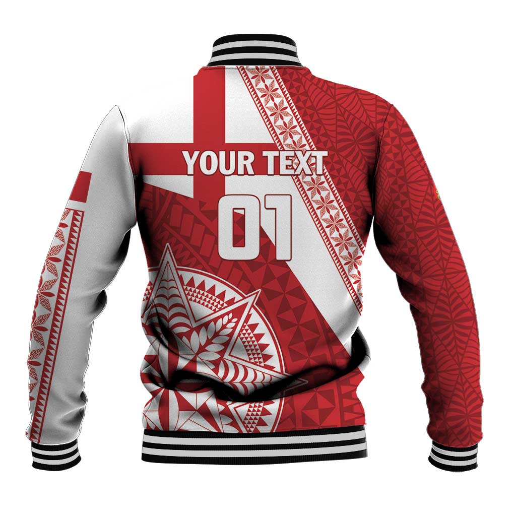Custom Tonga Rugby Mate Maa Baseball Jacket Ngatu Pattern