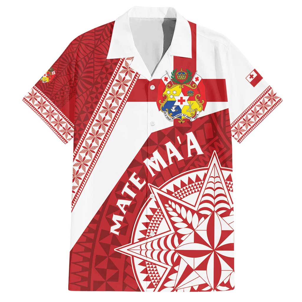 Custom Tonga Rugby Mate Maa Hawaiian Shirt Ngatu Pattern