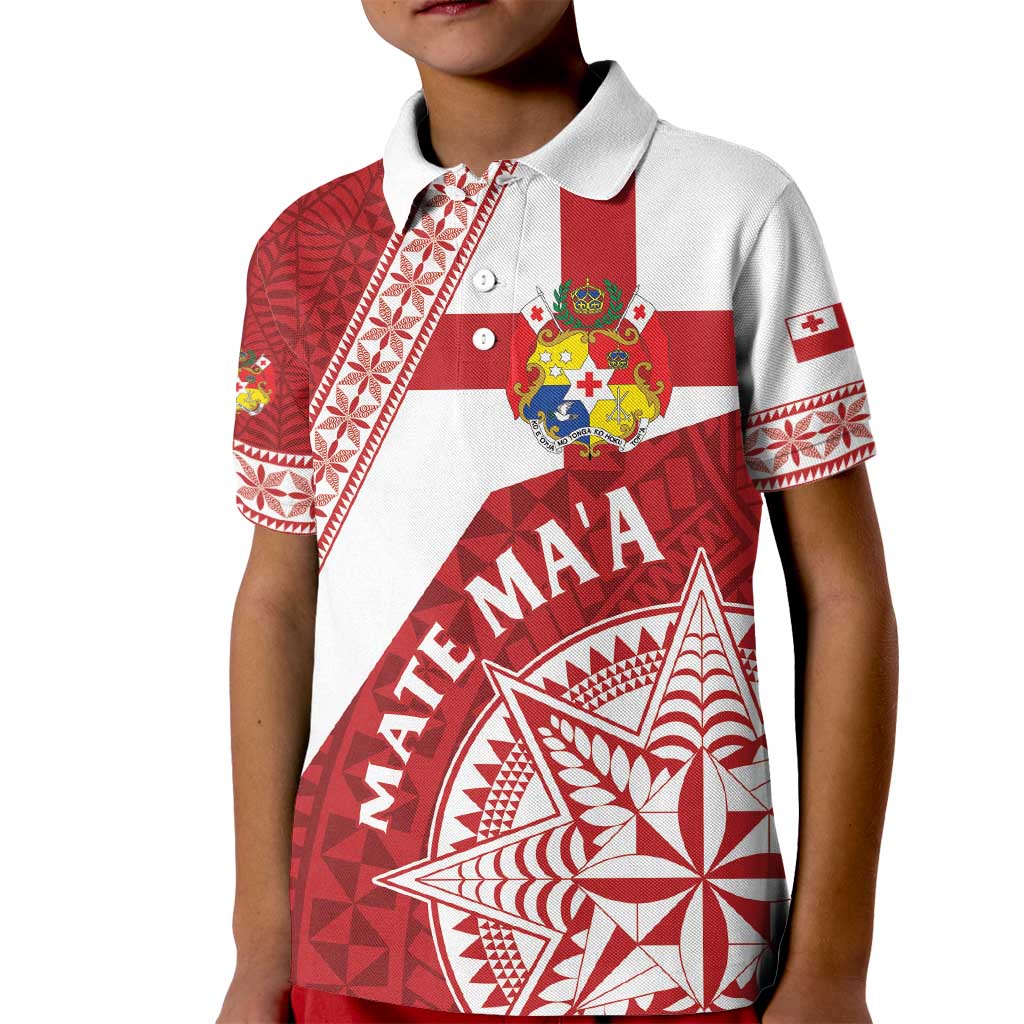 Custom Tonga Rugby Mate Maa Kid Polo Shirt Ngatu Pattern